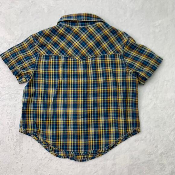 Genuine Kids Boys 2T Pearl Snap Tyle Western Shirt Short Sleeve Cotton Plaid - Picture 5 of 6